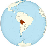 Bolivia on the globe