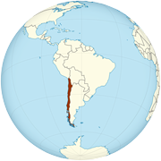 Chile on the globe