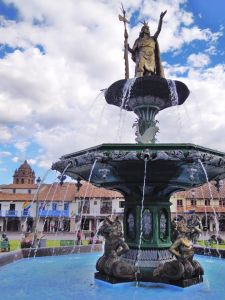 Renovated fountain in Plaza de Armas, Cusco