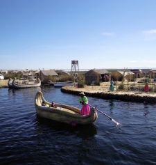 Traditional boats in Uros Islands, Lake Titicaca
