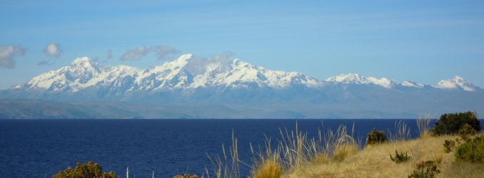 Cordillera Real Mountain range from Lake Titicaca