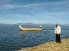 Traditional reed boat of the Uros people, Lake Titicaca, Peru